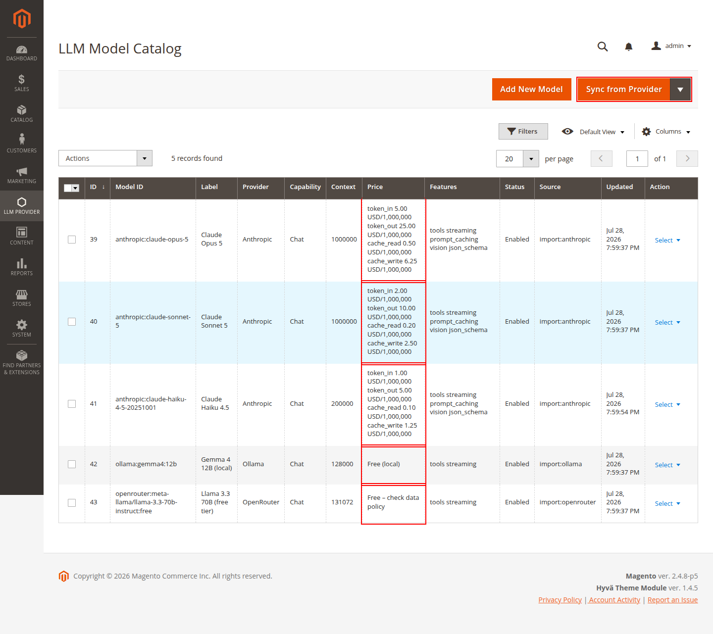 LLM Provider Gateway admin